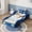 Blue, variant on Twin Size Race Car Bed Frame ,Wooden Car-Shaped Bed with Storage Shelf & Wheels, Floor Bed with Slats Support, No Box Spring Needed,Red