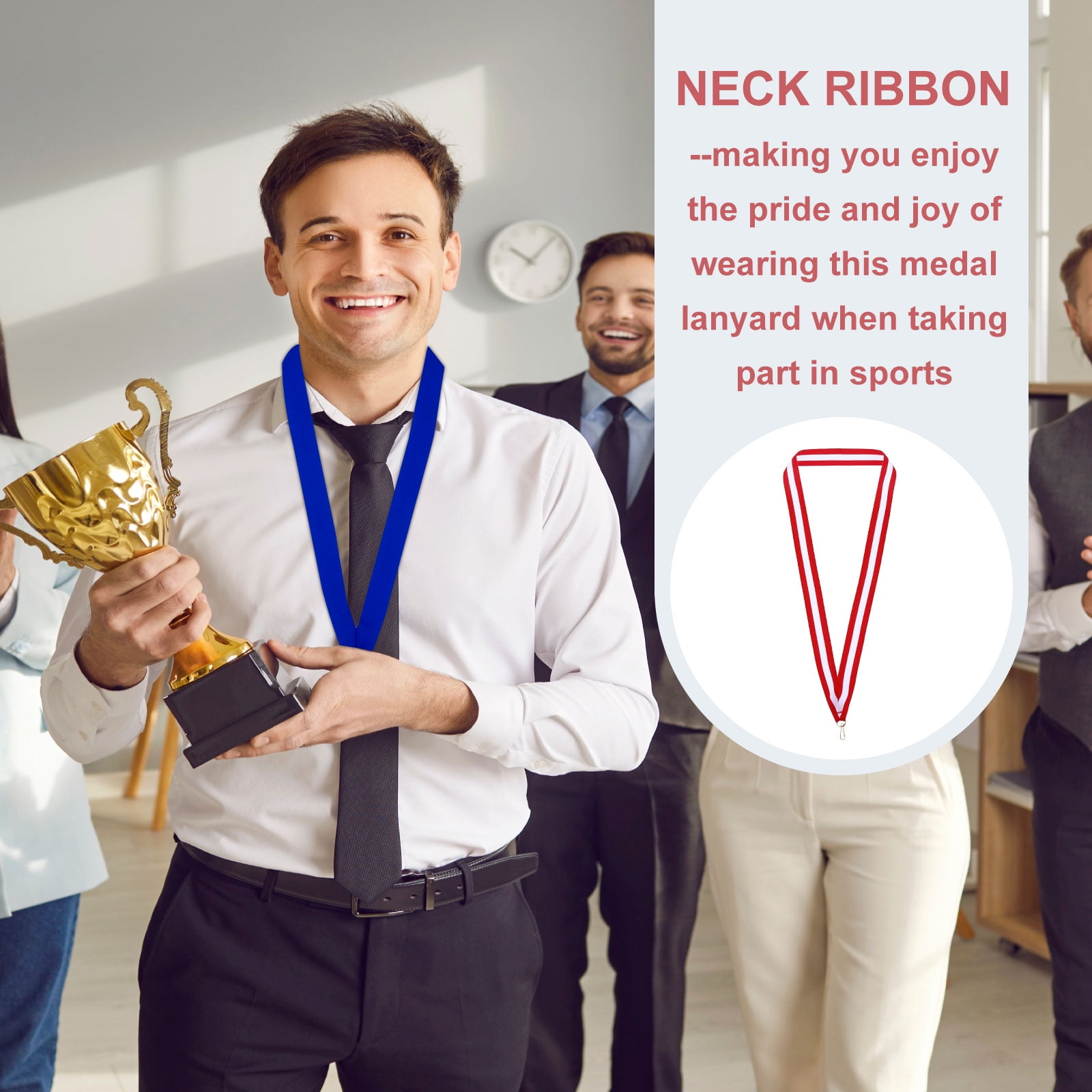 Uxcell Award Neck Ribbons with Snap Clips Polyester Medal Lanyards for Competitions Red/White 100 Pack