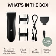 Meridian Trimmer Original Pubic & Body Hair Shaver, USB Rechargeable Bikini & Groin Electric Shaver for Men & Women, Onyx