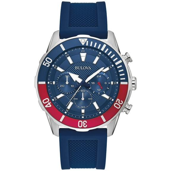 Bulova Men's Sport Blue Silicone Strap Chronograph Watch - 98A288