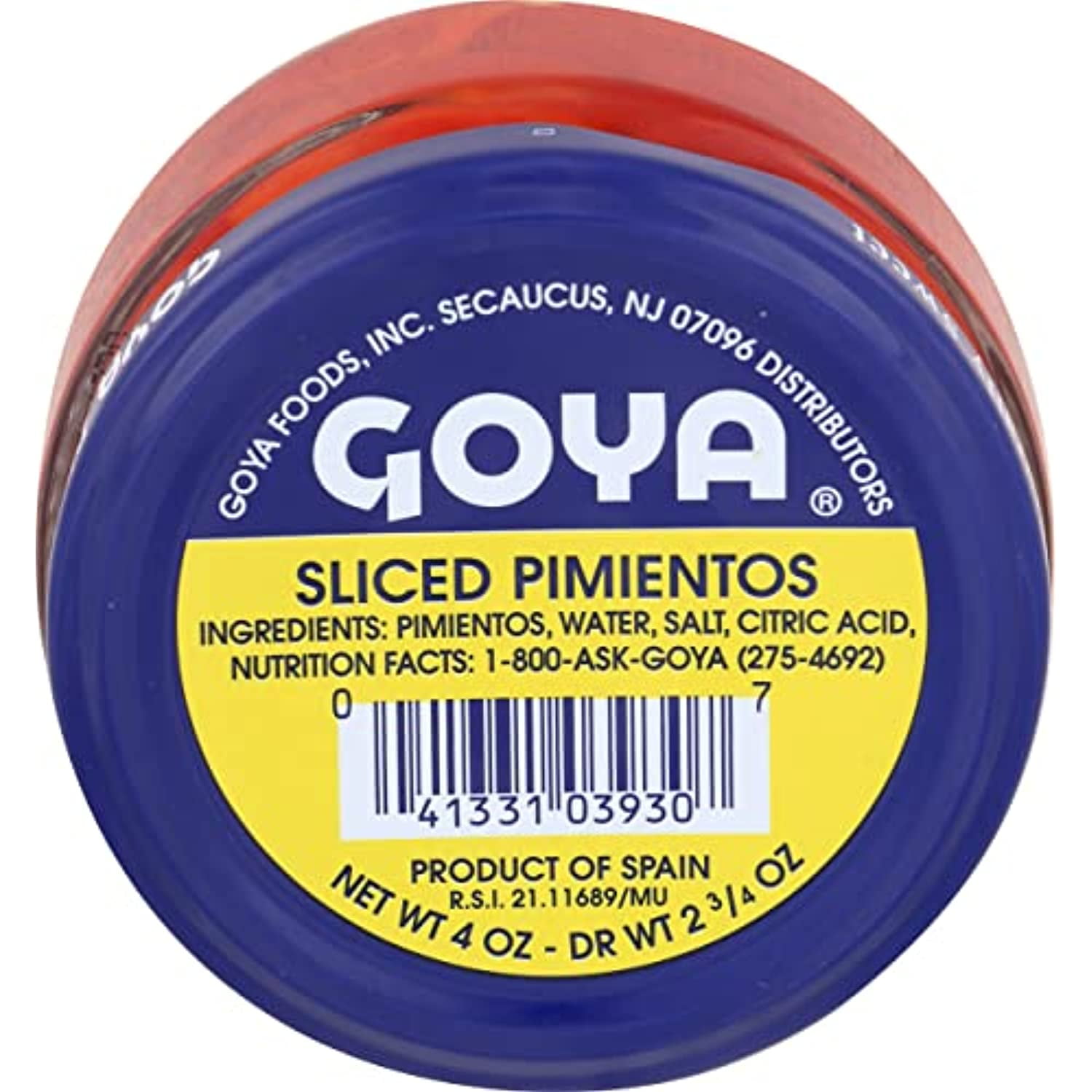 Goya, Pimentos Sliced, 4 Ounce
