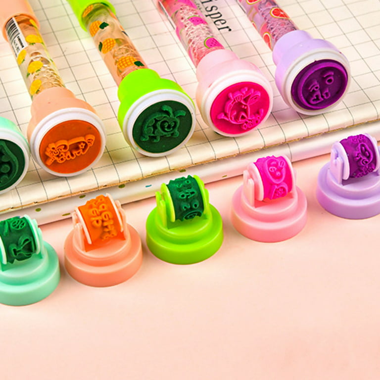 Leaveforme 2PCS Bubble Pen Multifunctional 5 in 1 Lighting Roller Seal  Children Blowing Magic Creative Ballpoint Pen
