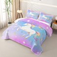thumbnail image 3 of Manfei Magical Unicorn Bed Spread Queen,Dreamy Star Moon Queen Coverlet Set,Pastel Multicolor,3 Pieces, 3 of 7