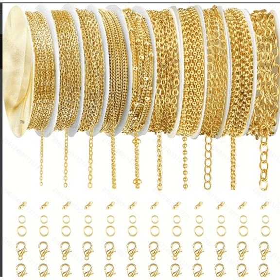 10Pcs Ecoofor Yellow Golden Necklace Chain for DIY Necklace Bracelet Jewelry Making