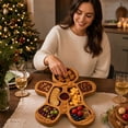 thumbnail image 7 of Gingerbread Shaped Serving Platter with Divided Tray, Snack & Dessert Wooden Food Tray, Cute Charcuterie Board for Holiday Parties, Cheese, Fruits, Candy Display(B), 7 of 7