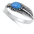 thumbnail image 4 of CHOOSE YOUR COLOR Feather Blue Simulated Opal Wholesale Ring .925 Sterling Silver Band CZ Female Size 8, 4 of 4