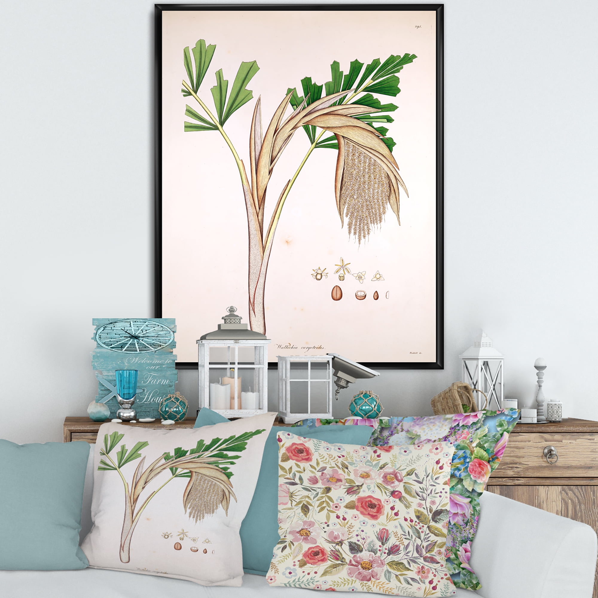 Designart 'Ancient Plant Life XV' Farmhouse Framed Canvas Wall Art Print