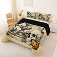 thumbnail image 2 of Homewish Vintage Halloween Skull Crow Queen Comforter Set,Butterfly Pumpkin Print Comforter Sets Queen,Beige Black Orange,Black Reversible,3-Piece,1 Comforter and 2 Pillowcases, 2 of 7