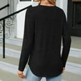 thumbnail image 4 of Diufon Womens Fall Tunics Solid Color Side Button Blouses Round Neck Long Sleeve Tops, 4 of 4