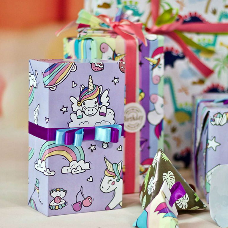 Rainbow Unicorn Santa Wrapping Paper