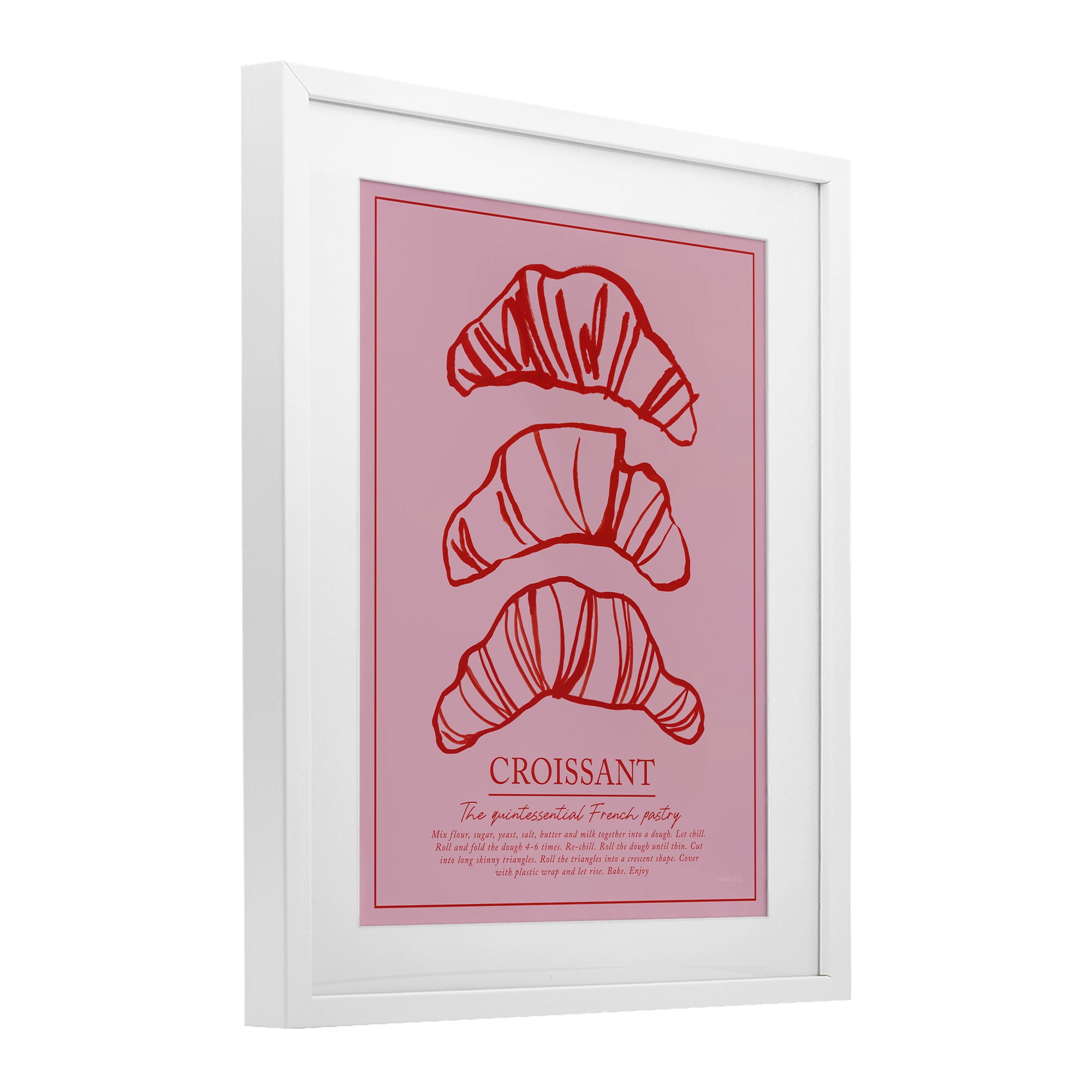 Stupell Industries Croissant Breakfast Pastry White Framed Print Under Glass, design by Jenaya Jackson