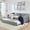 Black-Style C, variant on Twin to King Size Daybed with Trundle, Gingham Upholstered Day Bed Frame with Side Storage Pocket and Wave Backrest, Sofa Bed Frame for Bedroom, No Box Spring Needed