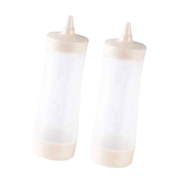 2 botellas exprimibles para condimentos, de alimenticio, vacías, con tapa, transparentes, dispensadoras de condimentos para aceite, ketchup, Beige
