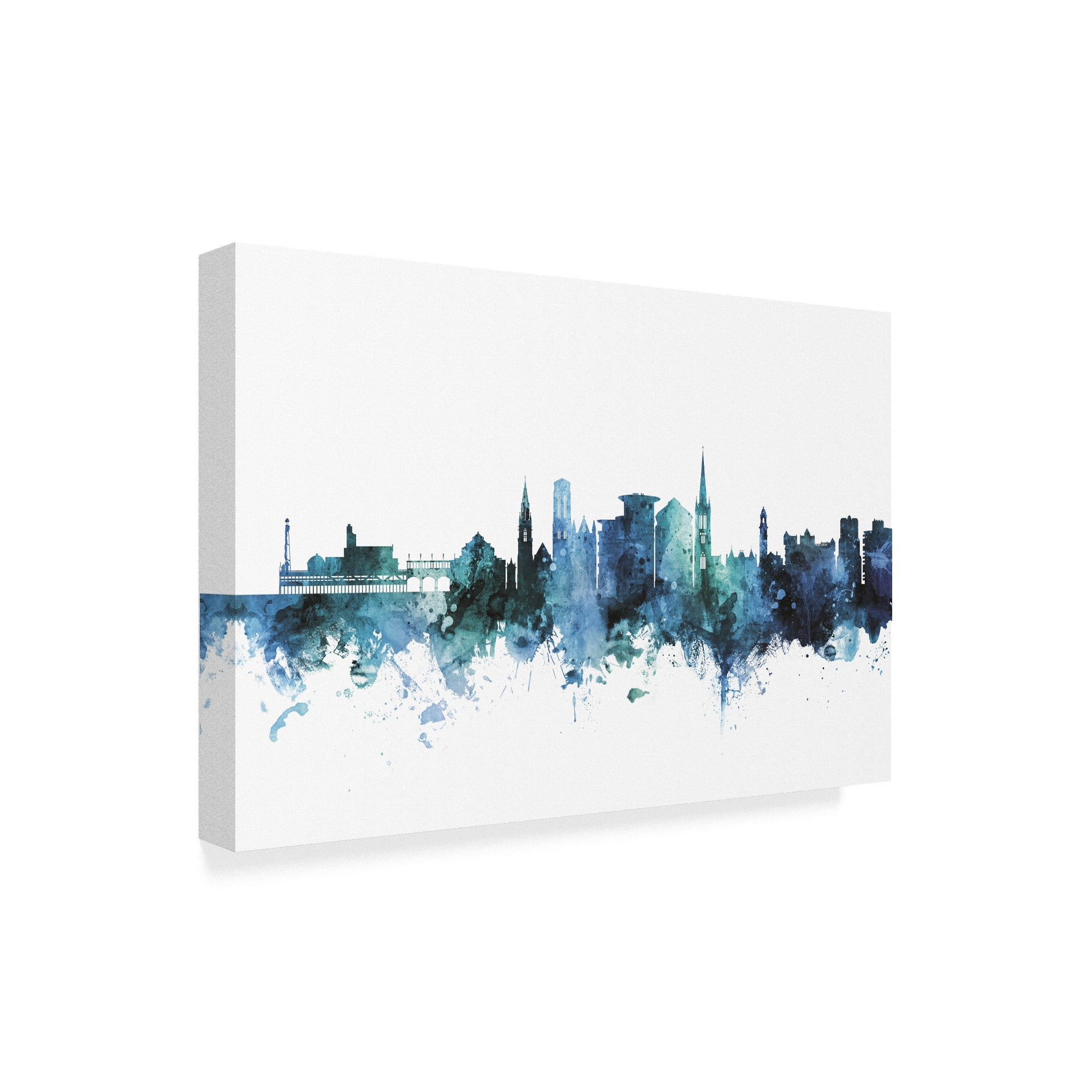 Trademark Fine Art 'Bournemouth England Blue Teal Skyline' Canvas Art by Michael Tompsett
