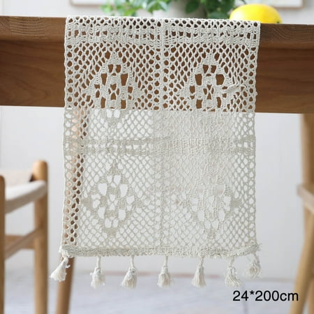 

Home European Style Mat Table Runner Tassel Party Floral Dining Room Holiday