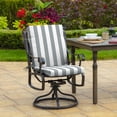 thumbnail image 3 of ARDEN 2-Pack Outdoor Patio Dining Chair Cushion, 20x44, Rain-Proof Seat Pad, Fade-Resistant Outdoor Cushion Stone Grey Cabana Stripe, 3 of 11