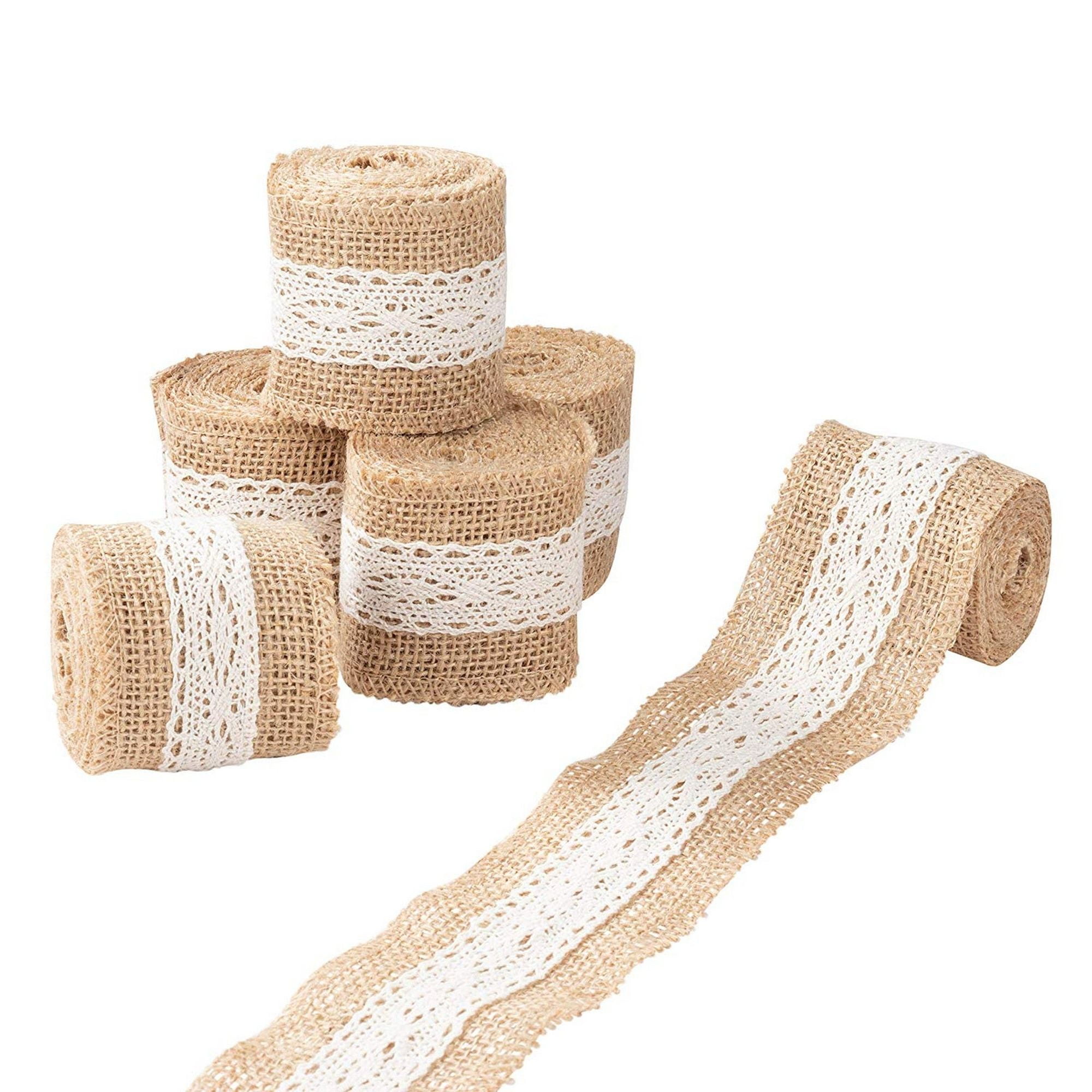 Jute Burlap Trim Craft Ribbon 3.2 ft, Brown, 12-Pack
