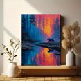 thumbnail image 6 of Colorful Forest Bear Canvas Wall Art, Impressionist Nature Print, Vibrant River Landscape Home Wall Decor, 6 of 8