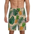 thumbnail image 3 of Lsque Pineapples Palm Leaves Mens Sleep Pajama Shorts,Short Pajama Pants, Cotton Ultra-Soft Knit-Medium, 3 of 9