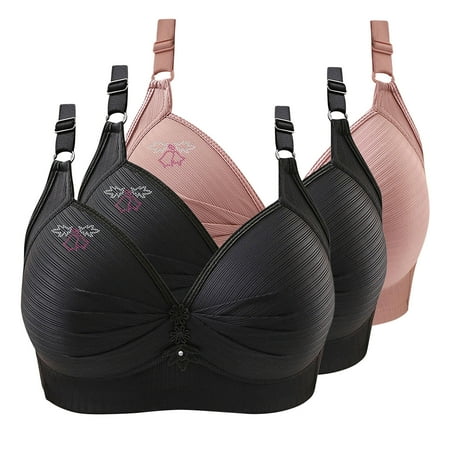 Lisbinx Nursing Bras 3PC Woman s Printing Gathered Together Large Size Daily Bra Underwear No Rims Todays Daily Deals
