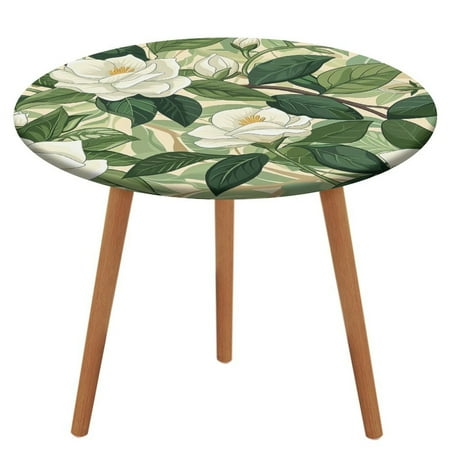 

ZHANGS Charming Gardenia Patch 233 Round Table Cover Stain-Resistant Fitted Tablecloth Oil-Proof Wipeable Elastic Table Cover Waterproof Table Cloth for Halloween Thanksgiving Christmas