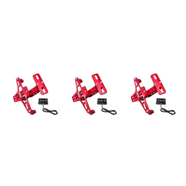 Sidaley Soporte Aluminio Ajustable Ligero Motocicleta Matrícula Matrícula Soporte Marco Placas Montaje con luz LED roja Type1 NO1