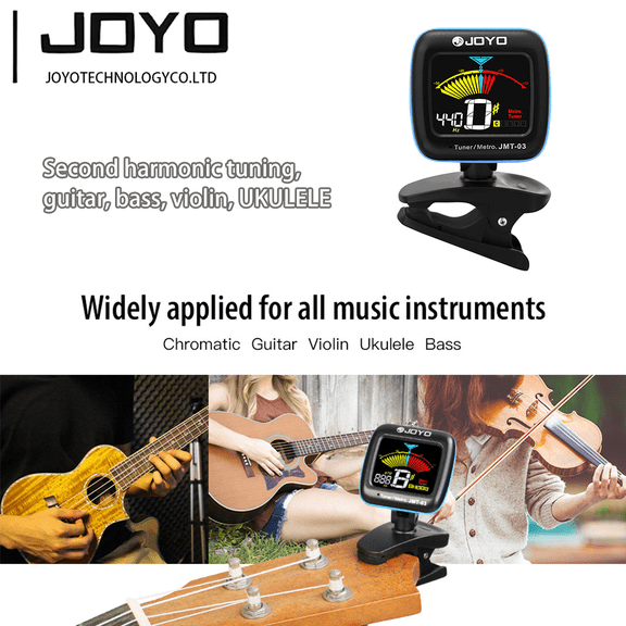 JOYO JMT-03 Guitar Tuner Digital Clip-On Electronic Tuner Metronome with Color Display