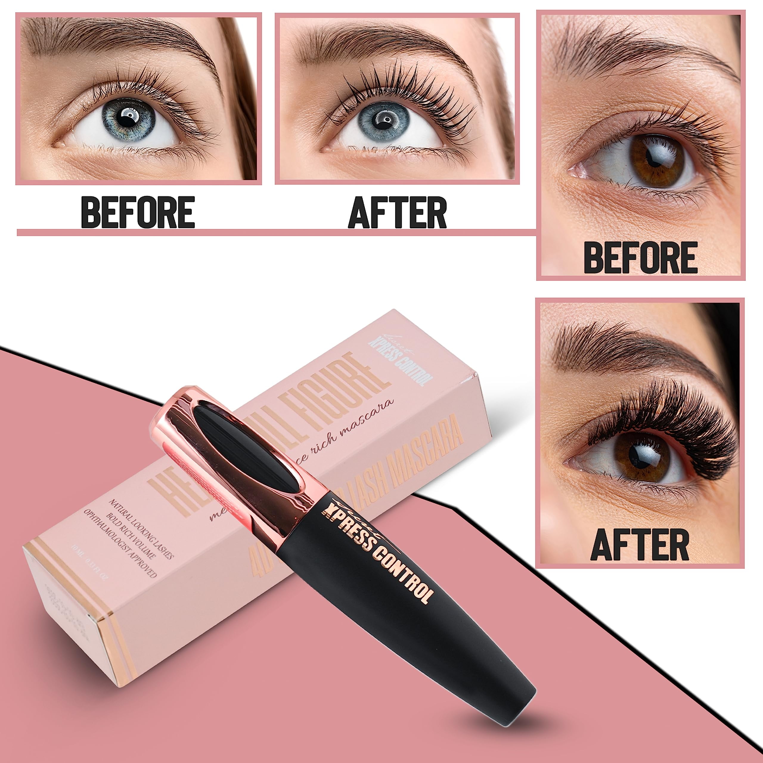 Secret Xpress Control 4D Silk Fiber Eyelash Mascara Extension Black Waterproof Eye Lashes (One Unit)
