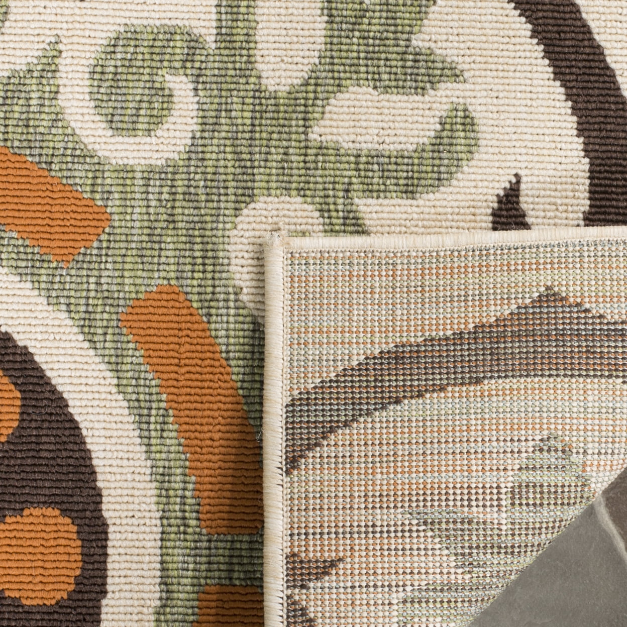 SAFAVIEH Veranda Maras Floral Indoor/Outdoor Runner Rug, Cream/Terracotta, 2'3" x 8'