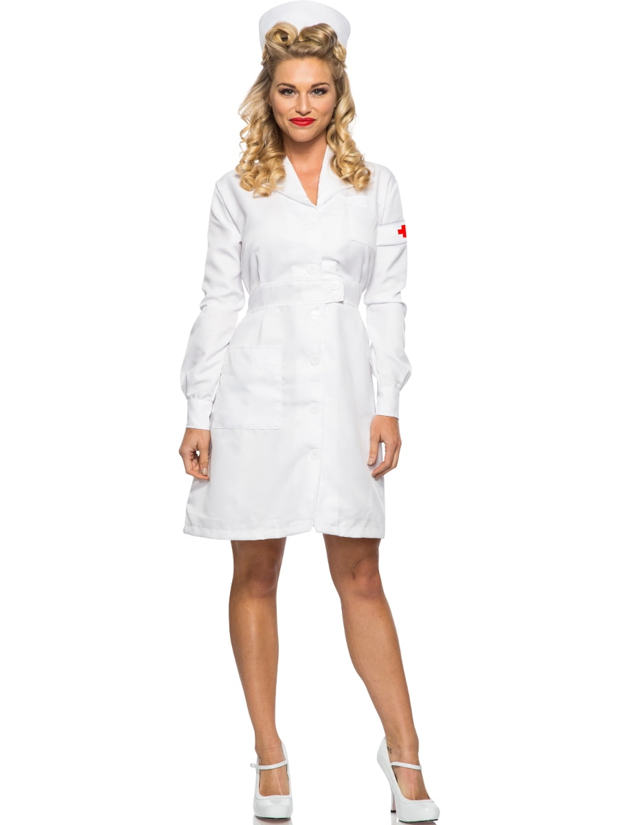 Seeing Red Women S 1940s Wwii Vintage War White Nurse Dress Costume Small 4 6