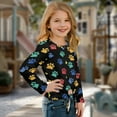 thumbnail image 3 of Xixirimido Colorful Dog Paws Pattern Girls Long Sleeve Shirt Kids Crewneck T-Shirts Trendy 3D Graphic Tie-hem Cute Tees for Fall Winter, Size 5-6, 3 of 7