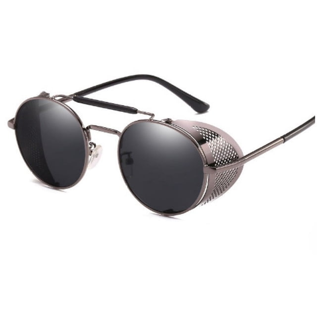 Gafas de sol polarizadas vintage redondas estilo steampunk gafas retro protección UV marco Matel