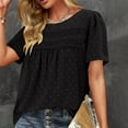 thumbnail image 4 of Uaswgudfs Womens Oversizes Summer Tops Crewneck Short Sleeve Shirts Casual Chiffon Blouses Flowy Lace Hem Trendy 2025, 4 of 9