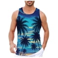 thumbnail image 2 of Beach Tank Top Men Lightweight Breathable Coconut Tree Graphic Sleeveless Shirt Casual Hawaii Vacation Shirts, 2 of 6