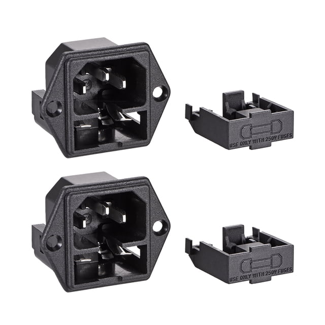 Unique Bargains Panel Mount Plug Adapter 250V AC 10A C14 3 Pins IEC Inlet Module Plug 2pcs
