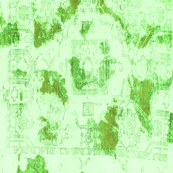 Ahgly Company Indoor Square Abstract Green Modern Area Rugs, 7' Square