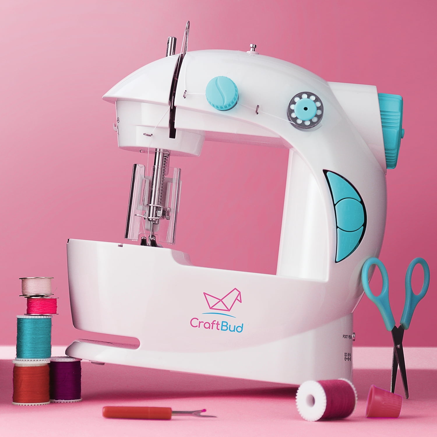 Virtu 48 PC Mini Portable Sewing Machine for Beginner, Kids Sewing Machine and Adults with Craft Supplies, Baby Blue