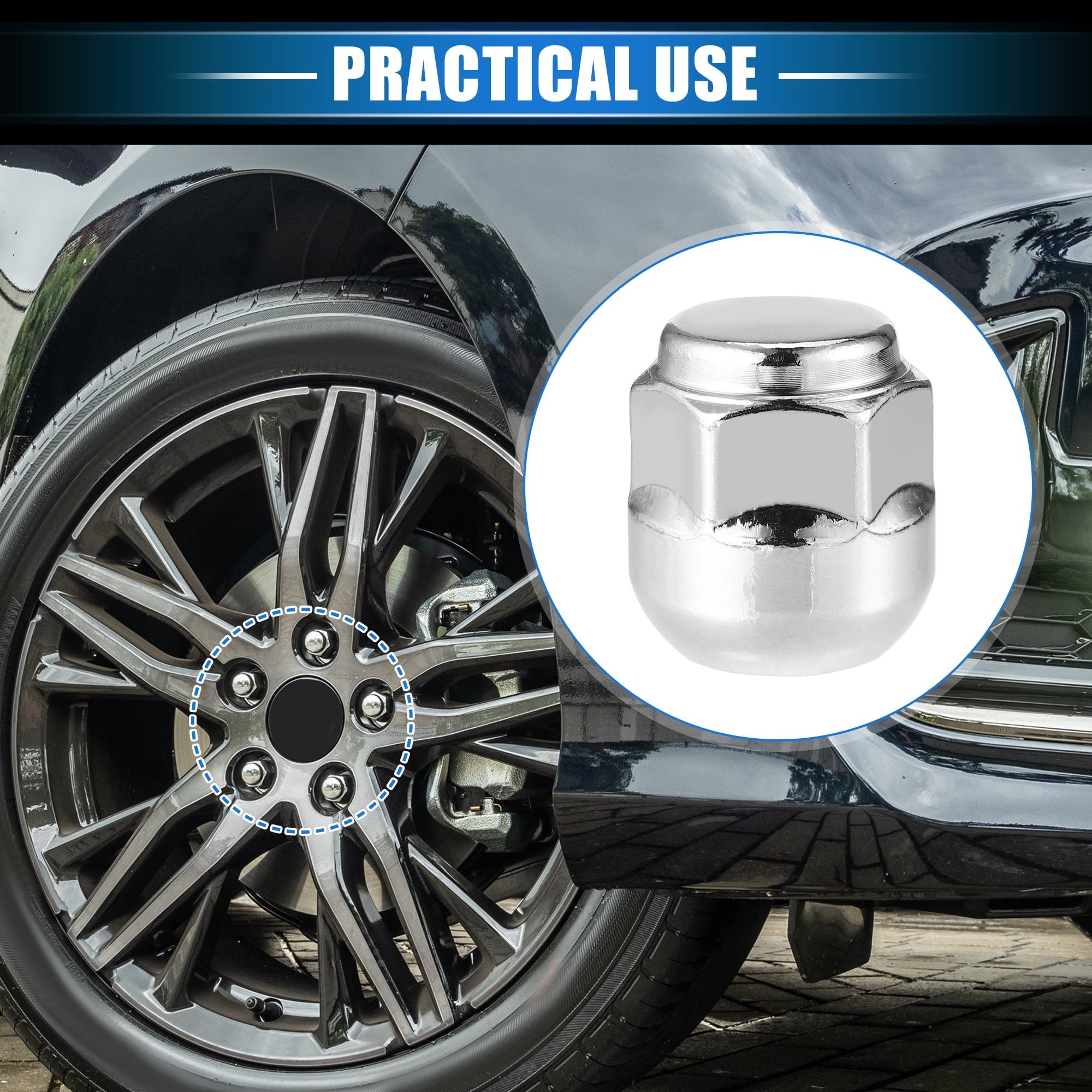 5 Pcs Wheel Lug Nuts Compatible for Honda Odyssey for Honda Pilot, Durable Chorme Plated M14x1.5 Carbon Steel Silver Tone
