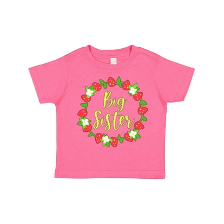 

Inktastic Big Sister Cute Wreath with Strawberries Gift Toddler Toddler Girl T-Shirt