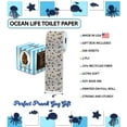 thumbnail image 3 of Printed TP Ocean Life 2 Ply Toilet Paper Bathroom Tissue - Novelty Beach Pattern Bath Tissue Roll - Funny Toilet Paper for Home Decor, Potty Gag Gifts, Prank and Hilarious White Elephant - 500 Sheets, 3 of 7