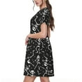 thumbnail image 2 of Fotbe Retro Skeleton Dancing On Halloween Party Vestido Largo de Moda para Mujer, Vestido Tipo Camiseta con Manga Corta y Estilo Casual a Rayas y Bloques de Color, 2 of 6