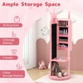 thumbnail image 4 of CHARMAID 360 Swivel Kids Jewelry Cabinet Armoire, Full Length Mirror, Coat Rack, Storage Shelves, 44'' Standing Vanity Dressing Mirror, Kids Jewelry Organizer for Girls (Pink), 4 of 14
