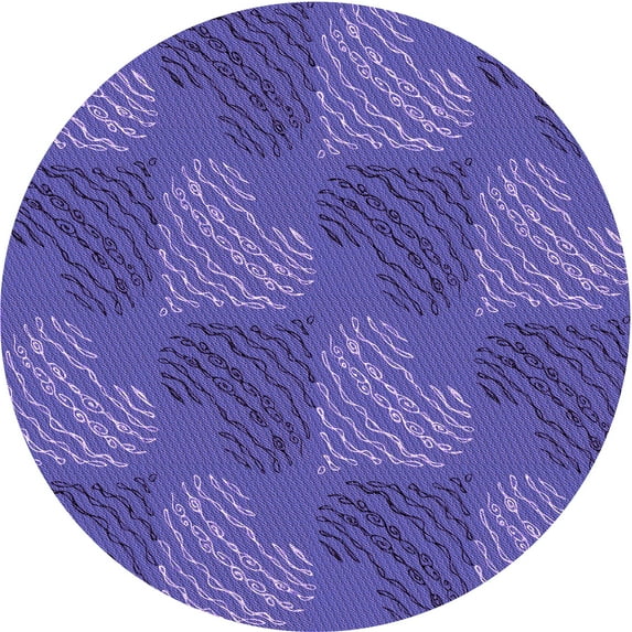 Ahgly Company Indoor Round Patterned Purple Amethyst Purple Area Rugs, 6' Round