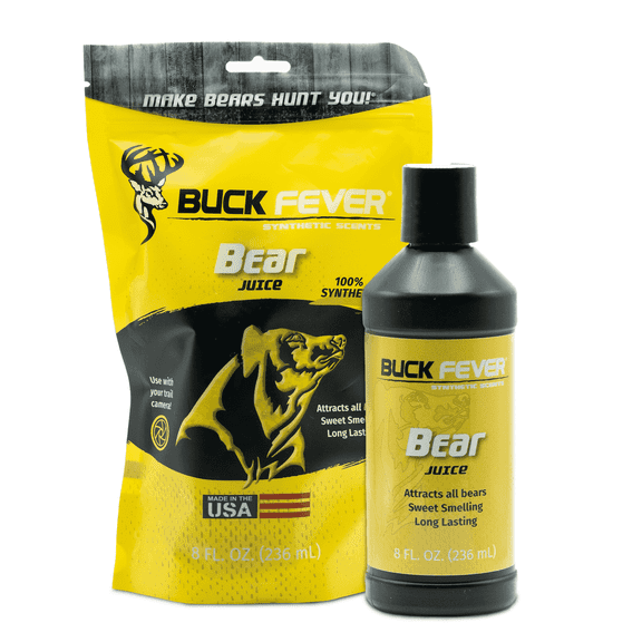 Buck Fever Bear Juice (8 oz) – Synthetic Bear Attractant with Long-Lasting Formula – Non-Spoiling Scent for Trail Cameras – All Season Outdoor Use