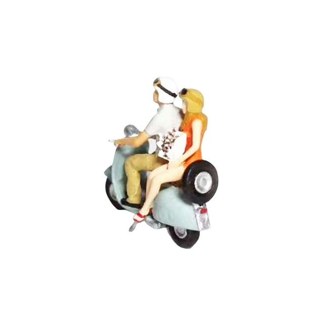 Figura 1:64 Baoblaze que conduce una motocicleta en miniatura mujer y hombre gente pequeña para arquitectura modelo de escena callejera jardín de hadas Figuras de dioramas
