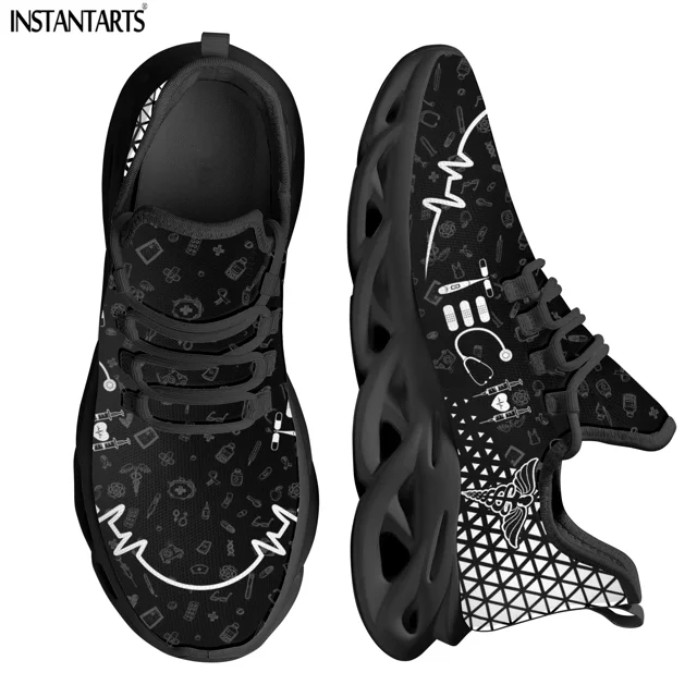 Zapatos casuales con estampado de gato y enfermera para mujer, zapatillas de marca con cordones, para caminar, para estudiantes de medicina
