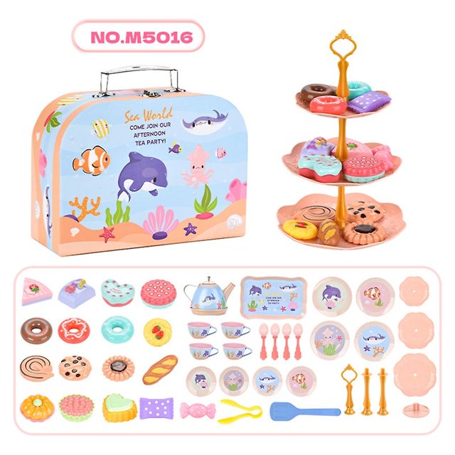 Ocean set Juego de juguetes para la tarde, juego de tetera, juguete de teatro para niñas, juego de juguetes de postre