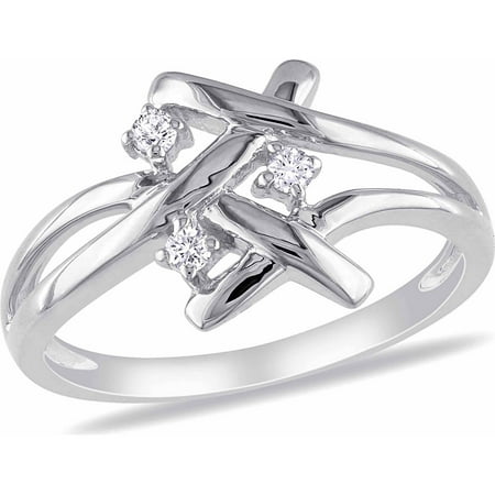 Miabella Diamond-Accent 10kt White Gold Criss-Cross Ring