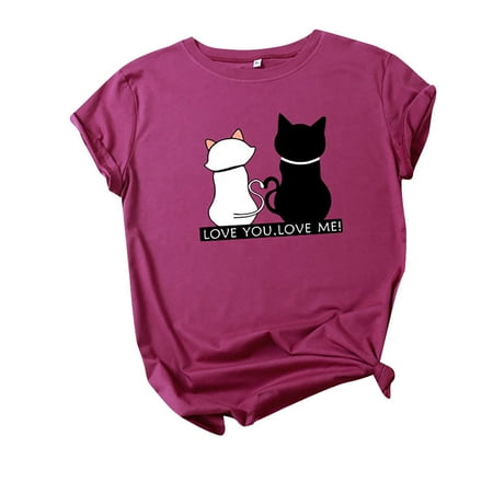 T-shirt Femme Chat Motif Multiple – Taille M – Neuf Avec étiquettes