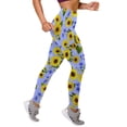 thumbnail image 4 of QAFOPEH Women Sunflower Print Workout Yoga Tummy Control High Waist Legging, 4 of 5